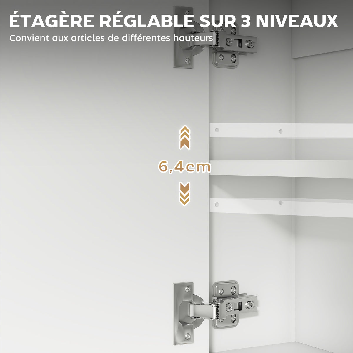 Armoire murale salle de bain avec miroir, meuble salle de bain, 2 portes miroir, étagère ouverte 60 x 16 x 60 cm blanc