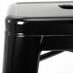 Lot de 4 tabourets de Bar Empilable Chaise de Bar Industriel avec Repose-Pied Hauteur d'Assise 76 cm, cadre en métal, style rétro, pour salle à manger, balcon, bistrot ou bar, Noir
