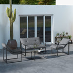Conjunto de jardín de 4 piezas para 4 personas con sofá de 2 plazas, 2 sillones y 1 mesa de centro gris