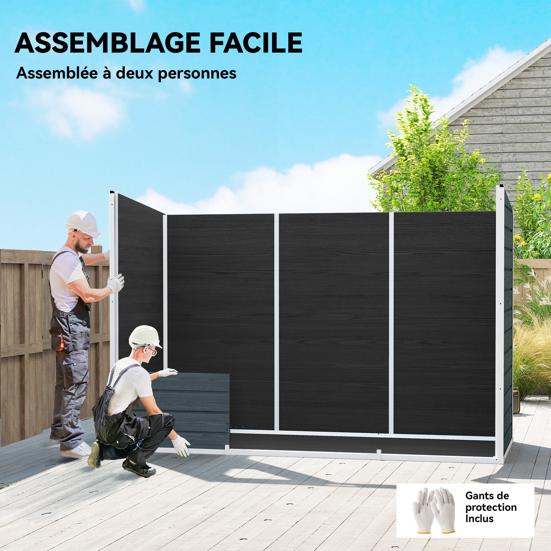 Abri de jardin en plastique, avec plancher, 303 x 123 x 197 cm, effet bois gris