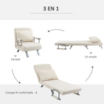 Fauteuil chauffeuse canapé-lit Convertible 1 Place déhoussable Grand Confort Coussin Pieds accoudoirs