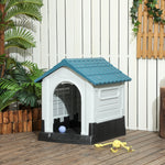Niche pour chien chenil à l'extérieur pour chiens de petite et moyenne taille 64,5 x 57 x 66 cm blanc et bleu