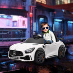 Voiture électrique enfants sous licence Mercedes-Benz AMG GTR 12V télécommande 2,4G max. 5 km/h 108 x 67 x 46 cm blanc