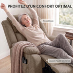 Elektrische sta-op-stoel, massage en verwarming, voetensteun, verstelbare rugleuning, afstandsbediening, 93x104x100cm, bruin