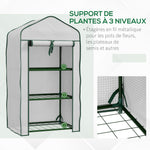 Serre de Jardin étagère 3 Niveaux dim. 59L x 39l x 127H cm métal thermolaqué Vert PE Haute densité 140g/m² Blanc