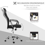Lot de 2 fauteuils de bureau manager dossier ergonomique hauteur assise réglable pivotant tissu maille noir