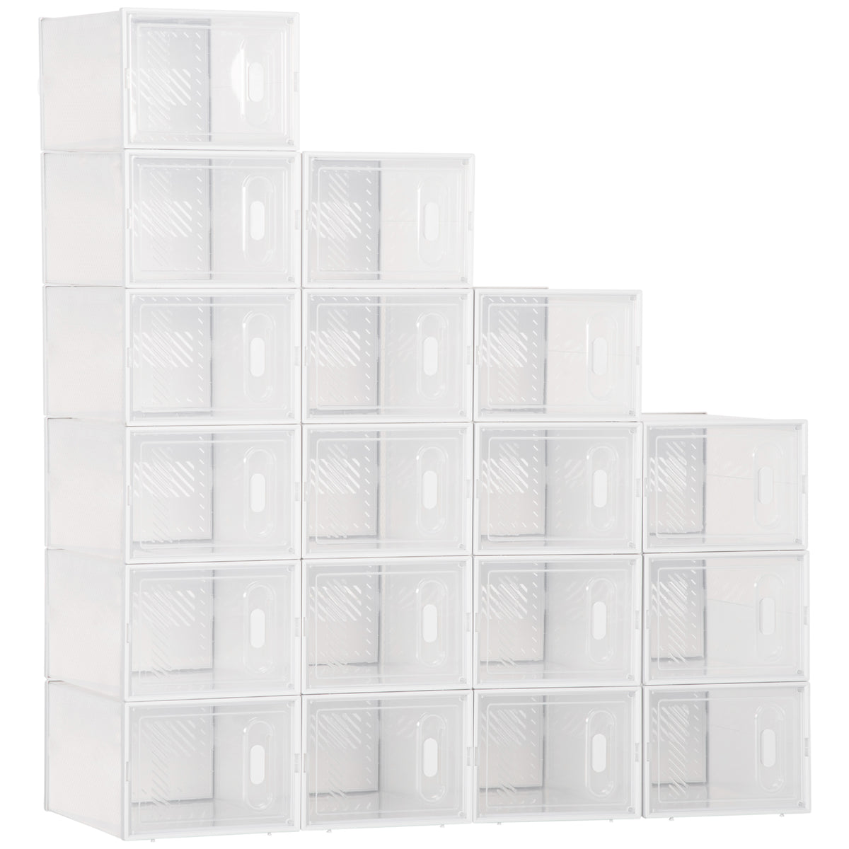Set di 18 scatole cubiche modulabili portascarpe con ante trasparenti - 25 x 35 x 19 cm