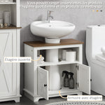 Meuble sous lavabo salle de bain meuble sous vasque - niche et placard à portes doubles, 60 x 30 x 60 cm, blanc