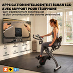 Vélo d'Appartement Pliable Vélo de Fitness 4 en 1 Silencieux Connecté Kinomap Bluetooth et Zwift 105x53,5x109cm Noir