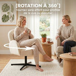 Fauteuil salon pivotant fauteuil d'appoint rembourré en velours dossier en forme de coquille coussin à ressorts beige
