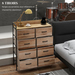 Meuble de Rangement commode 8 tiroirs en tissu amovibles, étagère supérieure et cadre acier 79L x 29l x 101H cm