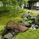 Pont de jardin en bois, avec balustrade à demi-roues charge max. 150 KG, 100 x 50 x 37 cm, marron
