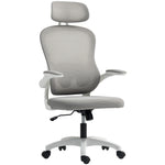 Chaise Bureau Ergonomique, Fauteuil de Bureau en Maille avec Accoudoirs Rabattables, Hauteur Réglable, 64x62x115cm, Gris