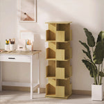 Bibliothèque Rotative à 4 Niveaux, Étagère Rangement avec 16 Compartiments, 39 x 39 x 128,3 cm, Chêne