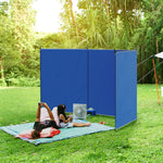 Brise-vent de camping, paravent de plage avec sac de transport, angles de fixation 450 x 150 cm, bleu