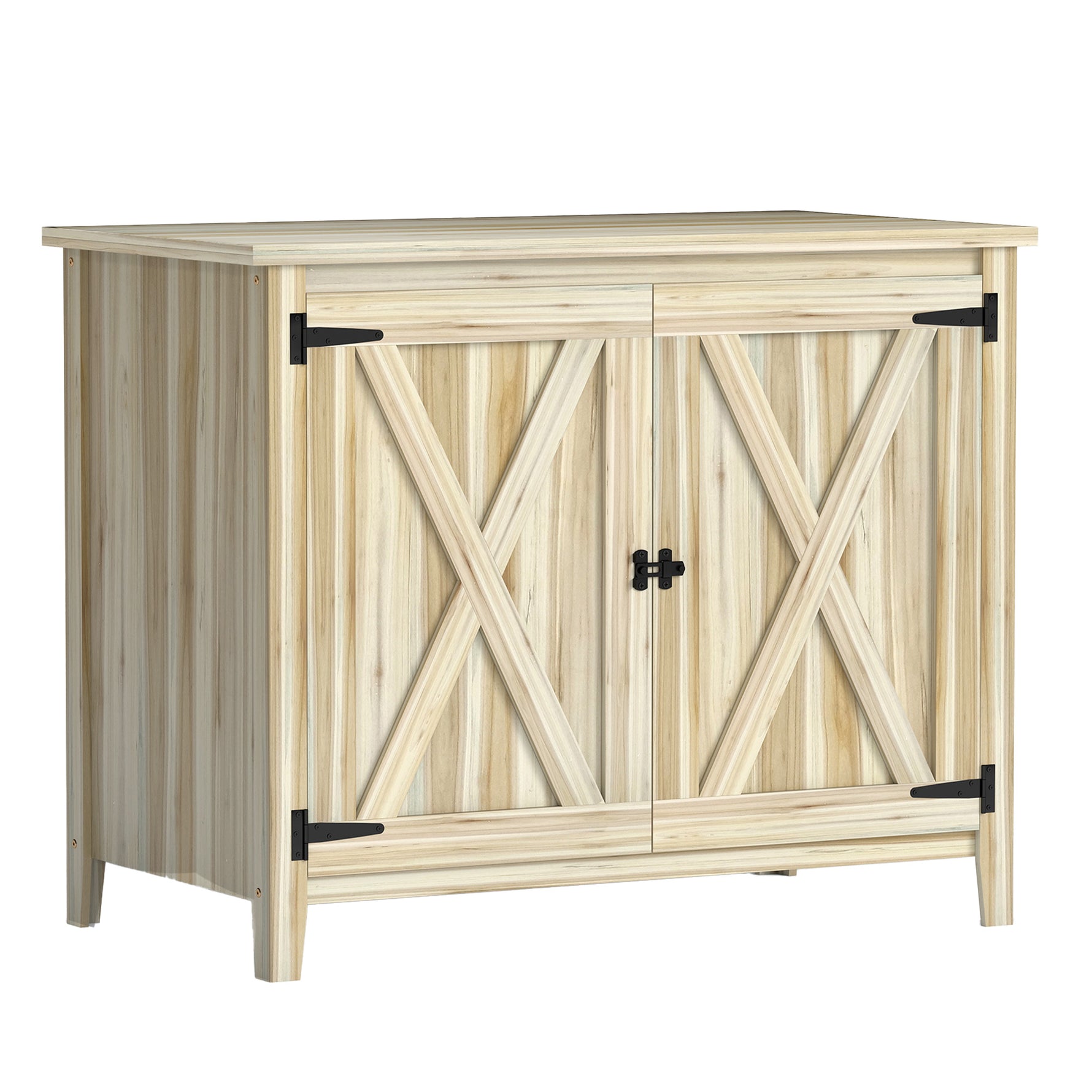 Armoire de jardin en bois, placard de jardin en bois avec étagères et double portes, 110 x 60 x 88,5 cm, bois naturel