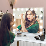 Miroir Maquillage Hollywood 58 x 48 cm, Miroir Coiffeuse LED, 15 Ampoules, 3 Modes d'Éclairage, Port USB de Charge
