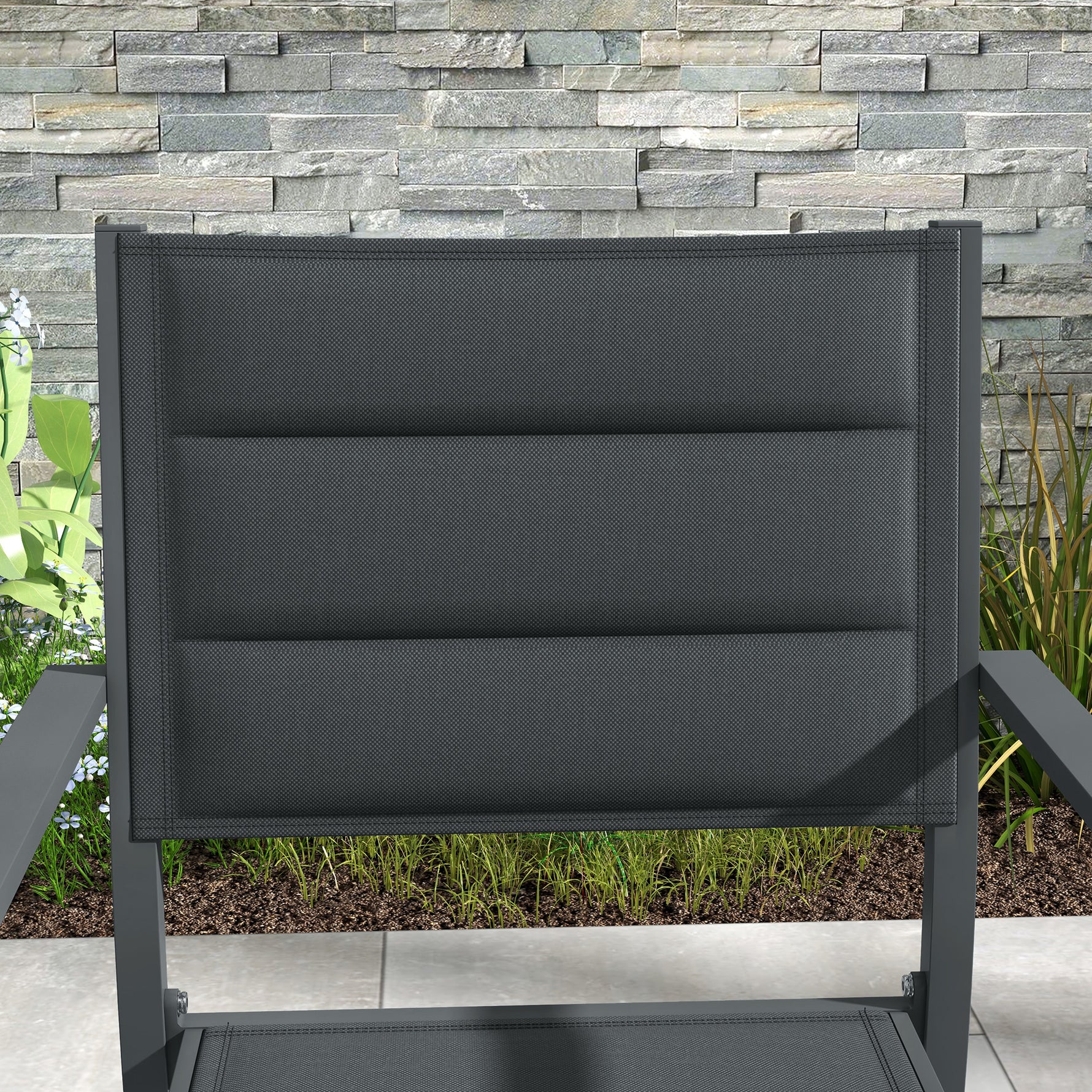 Ensemble de 4 chaises de jardin empilables en aluminium et textilène avec accoudoirs, lot de 4 pièces pour extérieur