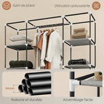 Armoire de rangement penderie en tissu pliable avec barre de suspension et étagères, 150 x 43 x 162,5 cm, gris clair
