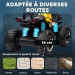 Quad Buggy électrique Enfant 12 V 8 Km/h Max. Voiture électrique Enfant avec Effets Lumineux sonores Selle avec Dossier Porte-Bagage Avant métal PP Jaune Noir