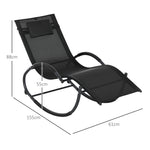 Chaise longue à bascule avec tétière utilisation extérieure intérieure noir