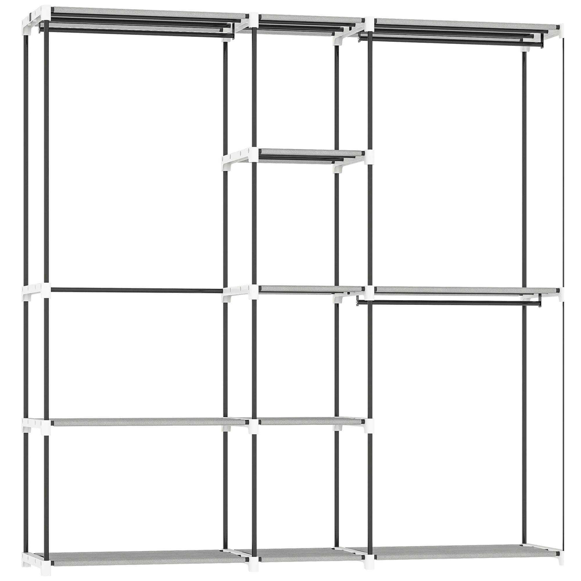 Armoire de rangement, penderie en tissu avec barre de suspension et étagères, 182 x 43 x 185 cm, gris