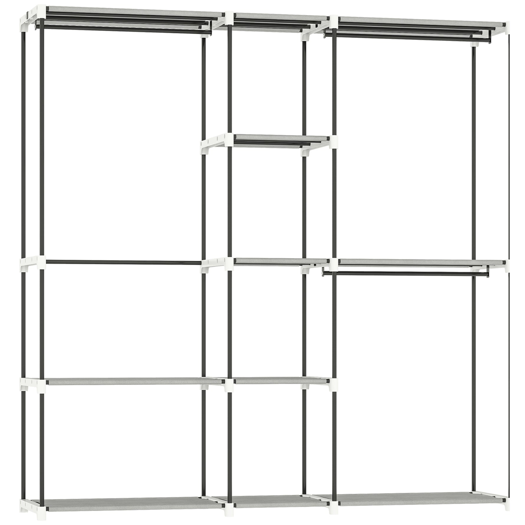 Armoire de rangement, penderie en tissu avec barre de suspension et étagères, 182 x 43 x 185 cm, gris