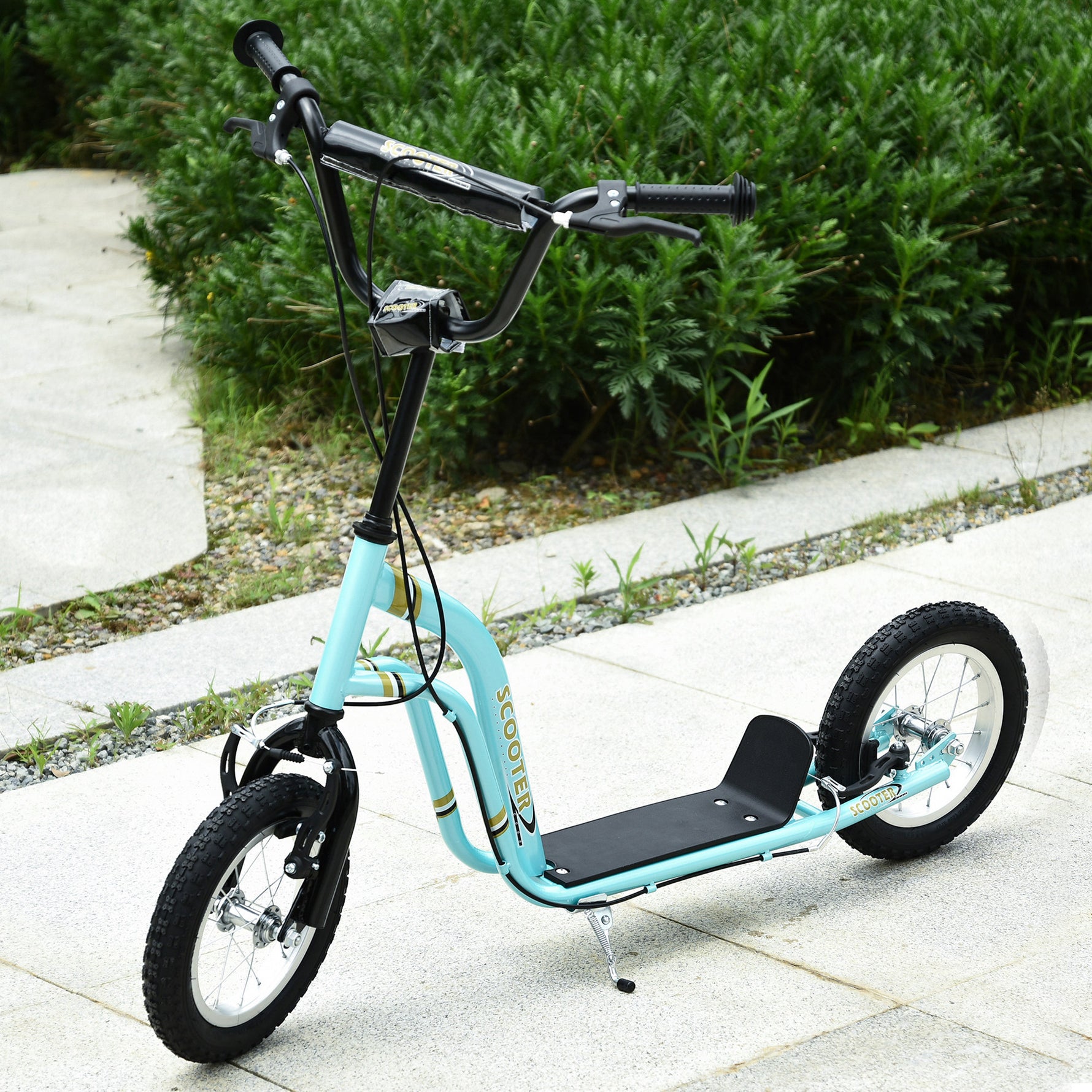 Trottinette pour enfants 5 à 12 ans 2 roues, patinette enfant avec hauteur réglable 120 x 58 x 85-95 cm bleu