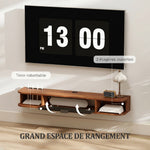 Meuble TV Suspendu, Meuble Télé pour Téléviseur jusqu'à 50 Pouces, Tiroir Rabattable, 2 Étagères, 120x24x16cm, Noyer