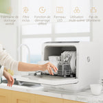 Mini lave-vaisselle compact 4 couverts, lave-vaisselle de table, 6 programmes, commandes tactiles, réservoir 6 L, blanc