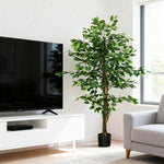Plante artificielle ficus hauteur 1,50 m tronc branches liane lichen feuilles grand réalisme pot inclus vert