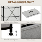 Commode 5 tiroirs meuble de rangement tiroir en tissu pliant - structure acier noir - 45 x 30 x 116 cm gris