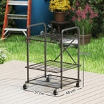Organisateur d'outils de jardin, support à outils de jardin 40 compartiments à 2 niveaux avec roues 57 x 48 x 70 cm noir