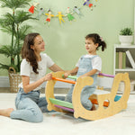 2 en 1 Arche escalade enfants 18 à 48 mois, chaise à bascule arc-en-ciel pour garçons & filles, tout-petits