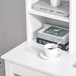 Bureau avec rangement bibliothèque en bois moderne avec étagères et grand plateau pour petits espaces maison chambre à coucher, 105 x 50 x 137,5 cm, blanc