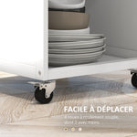 Chariot de service - desserte de cuisine à roulettes - tiroir, placard, porte-serviette -  blanc
