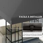 Toile de rechange pour pavillon toile de tonnelle trous de drainage protection solaire UPF30+ 3 x 3 m gris foncé