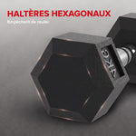 Ensemble d'haltères courtes, lot de 2 haltères hexagonaux recouverts de caoutchouc, acier noir
