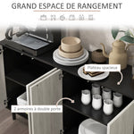 Buffet de cuisine meuble de rangement 2 placards avec étagères réglables, 121 x 37 x 75 cm, noir et aspect bois gris