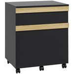Caisson de bureau à roulettes avec 2 tiroirs coulissants trieur à dossiers 48 x 40 x 59,5 cm noir