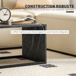 Lot de 2 tables basses gigognes design industriel encastrable en métal noir et effet marbre gris foncé