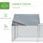 Enclos poulailler parc grillagé extérieur 18 m² chenil volière espace couvert acier galvanisé 6 x 3 x 1,95 m-5