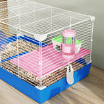 Cage Hamster, Cage Rongeur à 2 Niveaux, Base Amovible pour Nettoyage Facile, Cabane, Roue d'Exercice, 47x30x27cm, Bleu