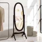 Miroir à pied ovale style shabby chic inclinaison réglable 48 x 46 x 147 cm mdf café