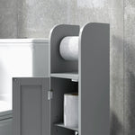 Meuble de salle de bain support papier toilette avec placard et étagères réglables 20 x 20 x 80 cm gris