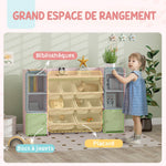 Meuble rangement enfant, étagère de rangement pour jouets enfants avec 8 bacs amovibles, 140 x 30 x 90 cm, rose