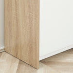 Meuble de salle de bain, meuble de rangement, tiroir et placard double porte, 60x30x90cm, blanc et effet bois naturel