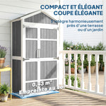 Armoire de Jardin Abri de Jardin Étanche avec Toit en Métal Double Porte pour Outils de Jardinage 105x55x179cm Gris