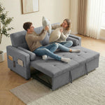 Canapé convertible 2 places 3 en 1 canapé-lit avec lit gigogne double dossier réglable 2 coussins 80,5x137,5x84cm gris-7