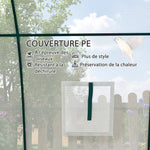 Serre de jardin 1,8 x 1,8 x 2 m avec portes enroulables et grandes fenêtres, serre tunnel de jardin, blanc